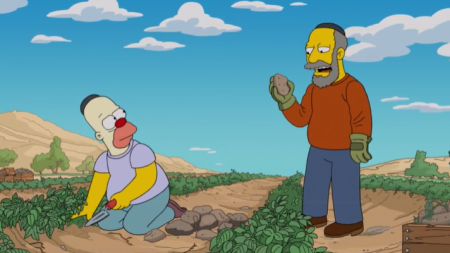 Krusty working on the Kibbutz