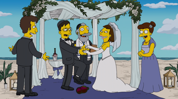 A valuable bottle of wine was almost stomped on at a Jewish wedding in a 2024 Simpsons episode