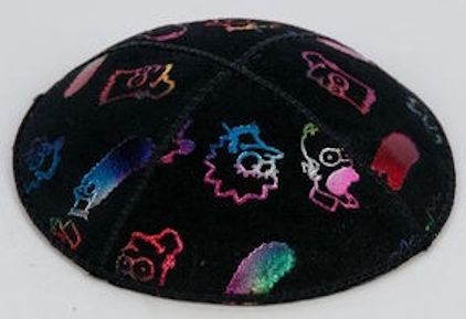 multi-color embossed Simpsons kippah